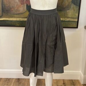 J. CREW 100% Cotton A-Line Midi Skirt Elasticated Waistband Size 2 in Charcoal